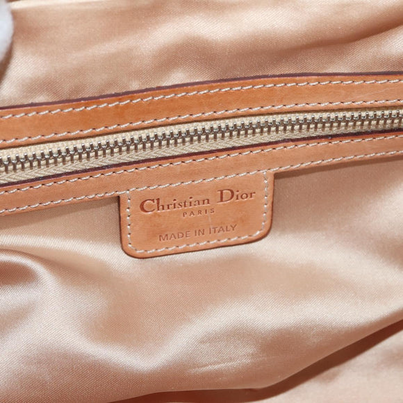 Christian Dior Trotter Canvas Romantic Hand Bag PVC Brown Silver Auth 181900V
