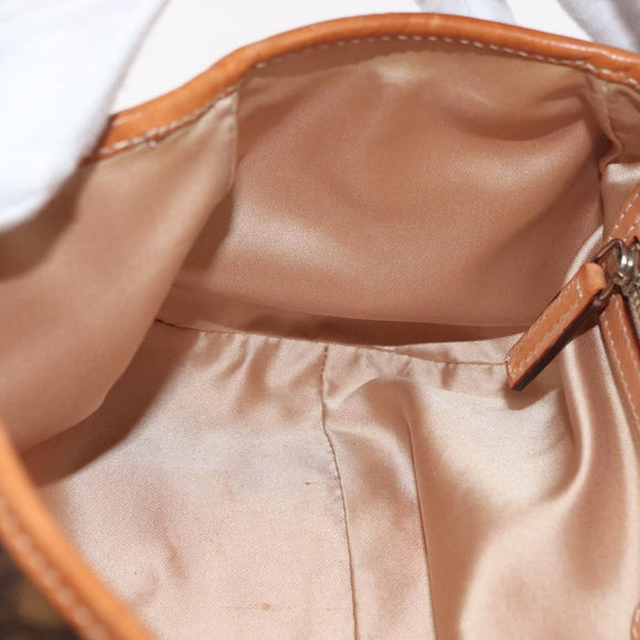 Christian Dior Trotter Canvas Romantic Hand Bag PVC Brown Silver Auth 181900V