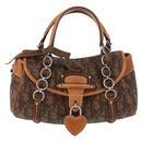 Christian Dior Trotter Canvas Romantic Hand Bag PVC Brown Silver Auth 181900V-2