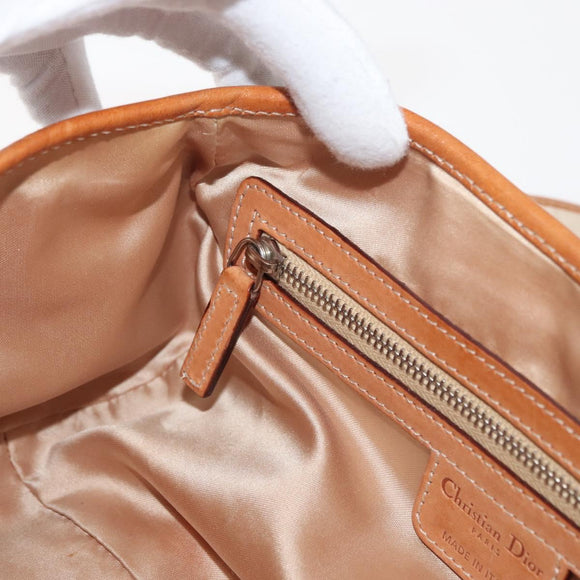 Christian Dior Trotter Canvas Romantic Hand Bag PVC Brown Silver Auth 181900V