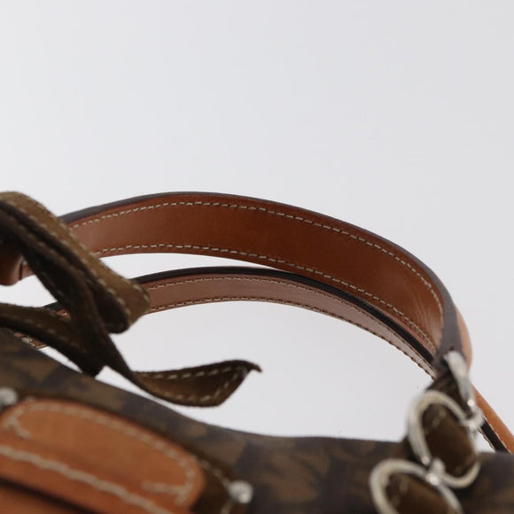 Christian Dior Trotter Canvas Romantic Hand Bag PVC Brown Silver Auth 181900V