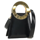 CELINE Circle Shoulder Bag Leather Black Gold Auth 181901SM-1