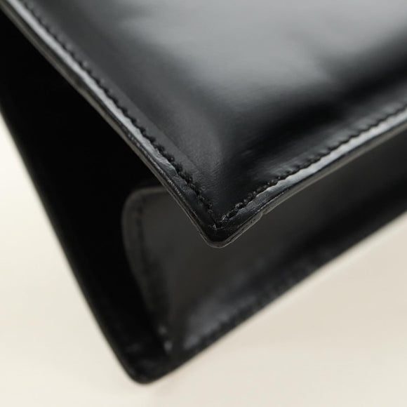 CELINE Circle Shoulder Bag Leather Black Gold Auth 181901SM