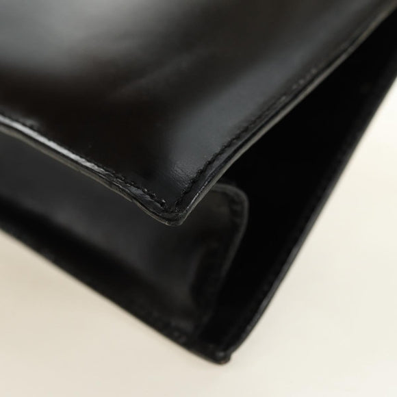 CELINE Circle Shoulder Bag Leather Black Gold Auth 181901SM