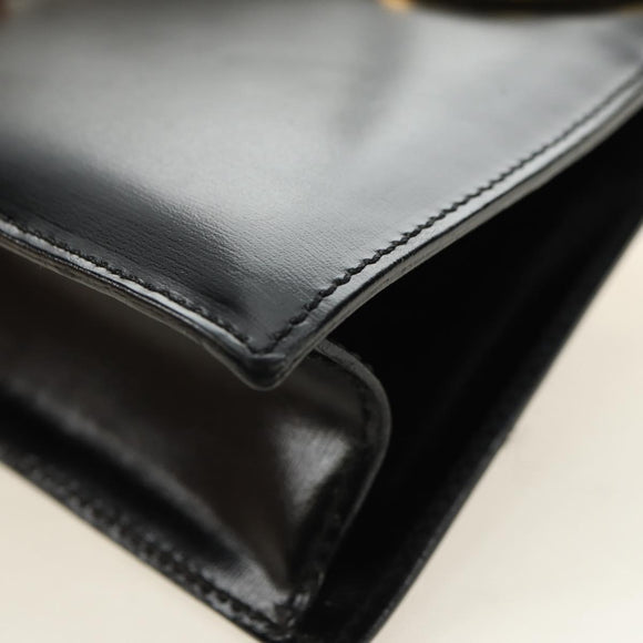 CELINE Circle Shoulder Bag Leather Black Gold Auth 181901SM