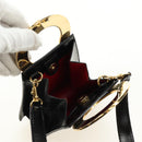 CELINE Circle Shoulder Bag Leather Black Gold Auth 181901SM-19
