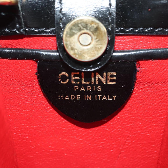 CELINE Circle Shoulder Bag Leather Black Gold Auth 181901SM