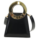 CELINE Circle Shoulder Bag Leather Black Gold Auth 181901SM-13