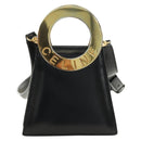 CELINE Circle Shoulder Bag Leather Black Gold Auth 181901SM-2