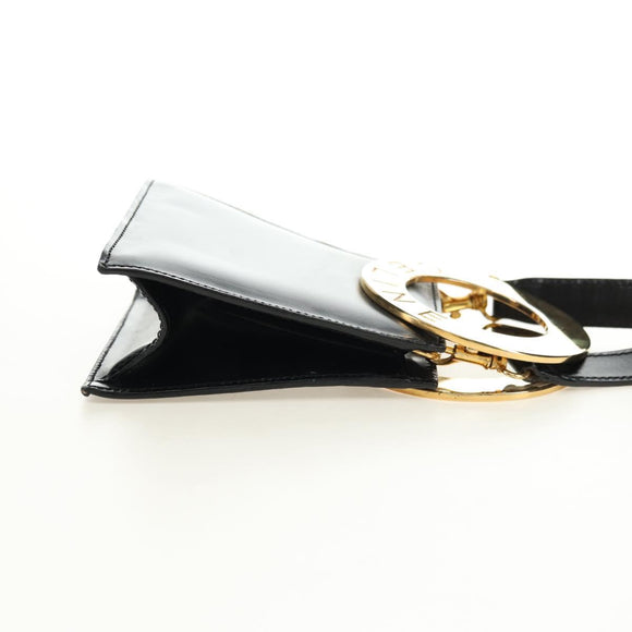 CELINE Circle Shoulder Bag Leather Black Gold Auth 181901SM