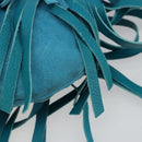 SAINT LAURENT Rib Gauche Bag Suede Turquoise Blue 138963 002214 Auth 181902A-9