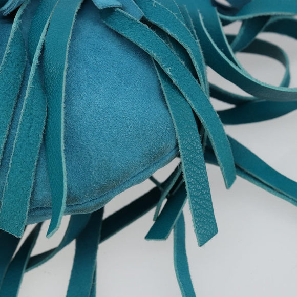 SAINT LAURENT Rib Gauche Bag Suede Turquoise Blue 138963 002214 Auth 181902A