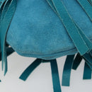 SAINT LAURENT Rib Gauche Bag Suede Turquoise Blue 138963 002214 Auth 181902A-14