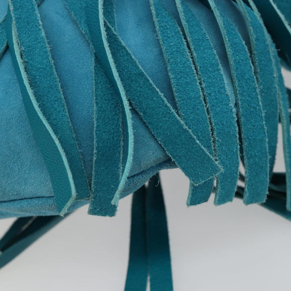 SAINT LAURENT Rib Gauche Bag Suede Turquoise Blue 138963 002214 Auth 181902A
