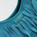 SAINT LAURENT Rib Gauche Bag Suede Turquoise Blue 138963 002214 Auth 181902A-17