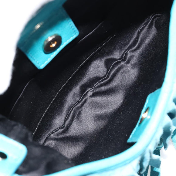 SAINT LAURENT Rib Gauche Bag Suede Turquoise Blue 138963 002214 Auth 181902A