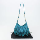 SAINT LAURENT Rib Gauche Bag Suede Turquoise Blue 138963 002214 Auth 181902A-12
