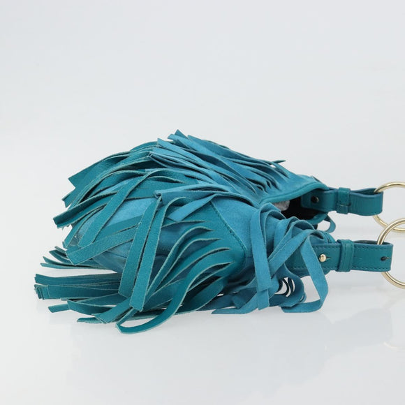 SAINT LAURENT Rib Gauche Bag Suede Turquoise Blue 138963 002214 Auth 181902A