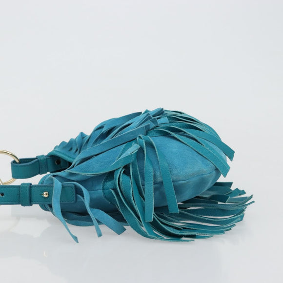 SAINT LAURENT Rib Gauche Bag Suede Turquoise Blue 138963 002214 Auth 181902A