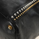 PRADA Tote Bag Leather 2way Black Gold Silver Auth 181906SM-18