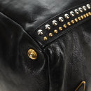 PRADA Tote Bag Leather 2way Black Gold Silver Auth 181906SM-20