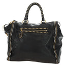 PRADA Tote Bag Leather 2way Black Gold Silver Auth 181906SM-13