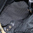 PRADA Tote Bag Leather 2way Black Gold Silver Auth 181906SM-9