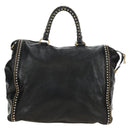 PRADA Tote Bag Leather 2way Black Gold Silver Auth 181906SM-2
