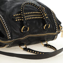 PRADA Tote Bag Leather 2way Black Gold Silver Auth 181906SM-14