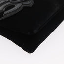 CHANEL Chain Camelia Shoulder Bag Velor Black Silver CC Auth 181910V-11