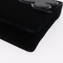 CHANEL Chain Camelia Shoulder Bag Velor Black Silver CC Auth 181910V-12