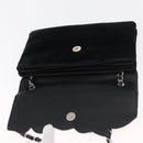 CHANEL Chain Camelia Shoulder Bag Velor Black Silver CC Auth 181910V-15