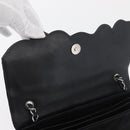 CHANEL Chain Camelia Shoulder Bag Velor Black Silver CC Auth 181910V-16