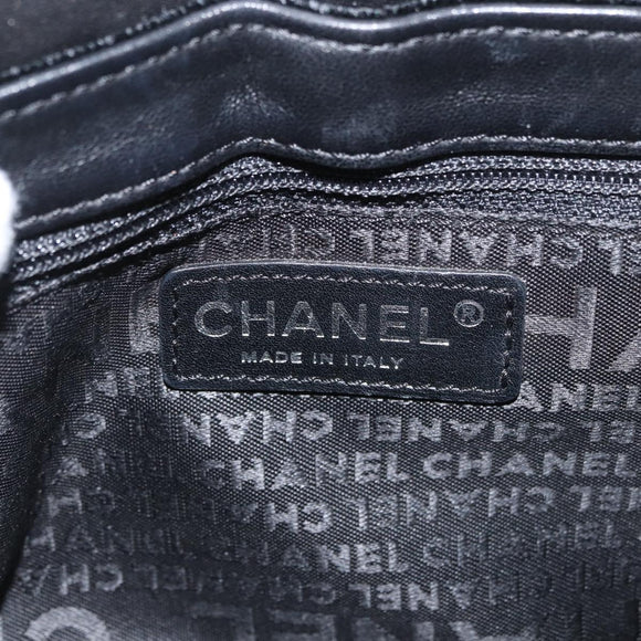 CHANEL Chain Camelia Shoulder Bag Velor Black Silver CC Auth 181910V