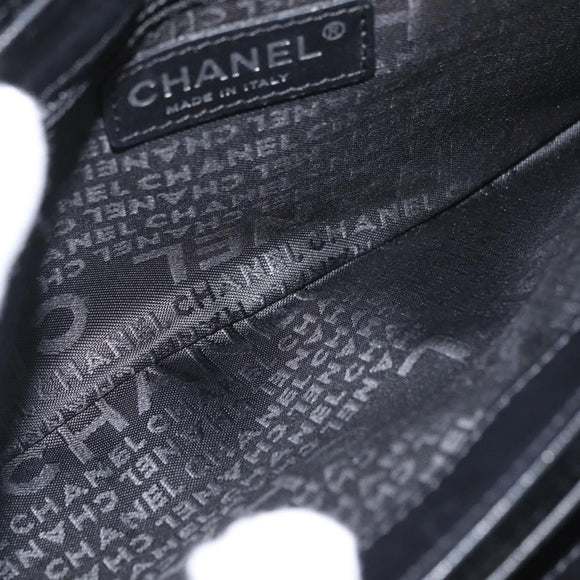CHANEL Chain Camelia Shoulder Bag Velor Black Silver CC Auth 181910V