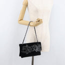 CHANEL Chain Camelia Shoulder Bag Velor Black Silver CC Auth 181910V-29