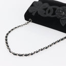 CHANEL Chain Camelia Shoulder Bag Velor Black Silver CC Auth 181910V-7