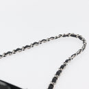 CHANEL Chain Camelia Shoulder Bag Velor Black Silver CC Auth 181910V-8