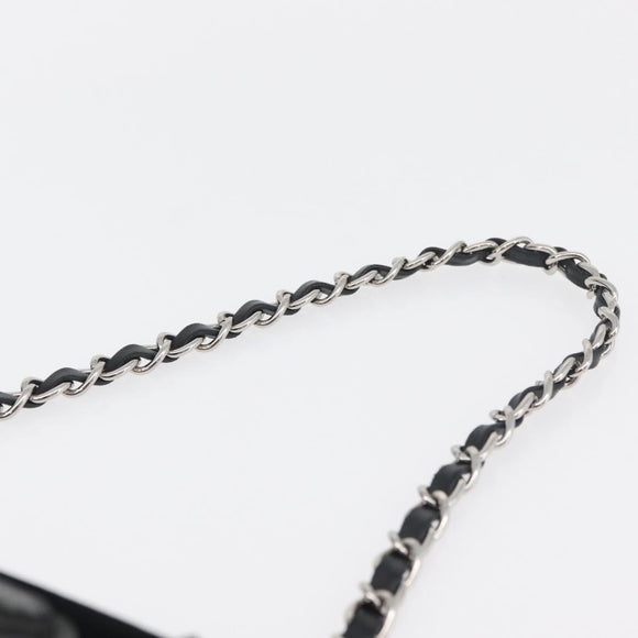 CHANEL Chain Camelia Shoulder Bag Velor Black Silver CC Auth 181910V