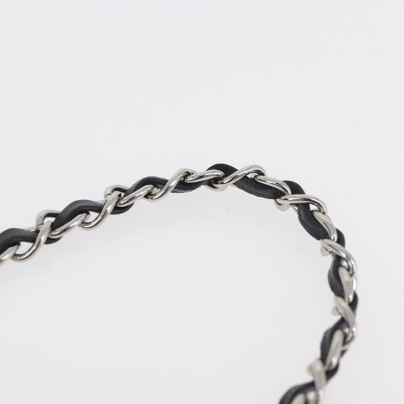 CHANEL Chain Camelia Shoulder Bag Velor Black Silver CC Auth 181910V