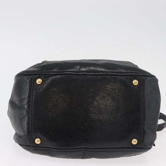 Miu Miu Hand Bag Leather 2way Black Gold Auth 181913