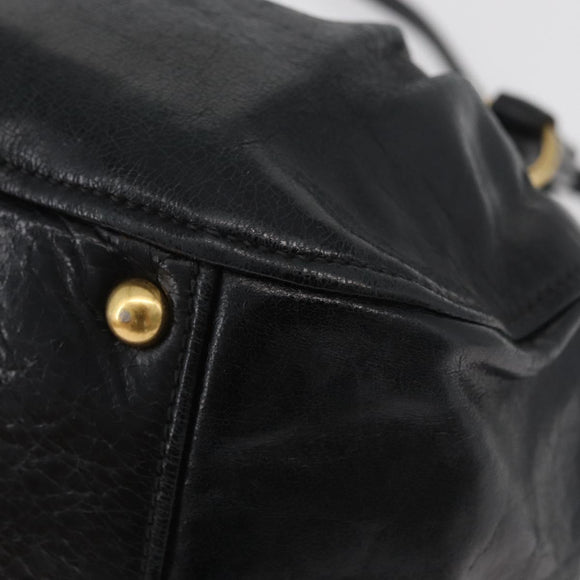 Miu Miu Hand Bag Leather 2way Black Gold Auth 181913