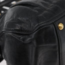 Miu Miu Hand Bag Leather 2way Black Gold Auth 181913-17