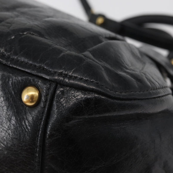 Miu Miu Hand Bag Leather 2way Black Gold Auth 181913