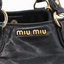Miu Miu Hand Bag Leather 2way Black Gold Auth 181913-19