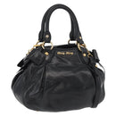 Miu Miu Hand Bag Leather 2way Black Gold Auth 181913-1