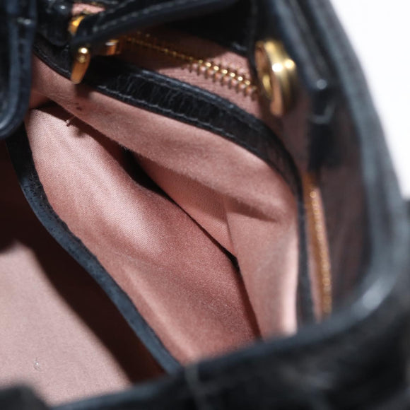 Miu Miu Hand Bag Leather 2way Black Gold Auth 181913