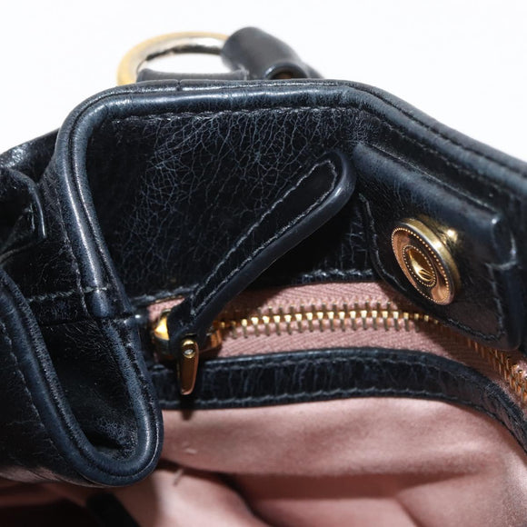 Miu Miu Hand Bag Leather 2way Black Gold Auth 181913