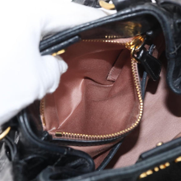 Miu Miu Hand Bag Leather 2way Black Gold Auth 181913