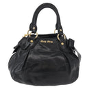 Miu Miu Hand Bag Leather 2way Black Gold Auth 181913-13
